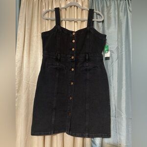 Black Denim Button-Down Dress